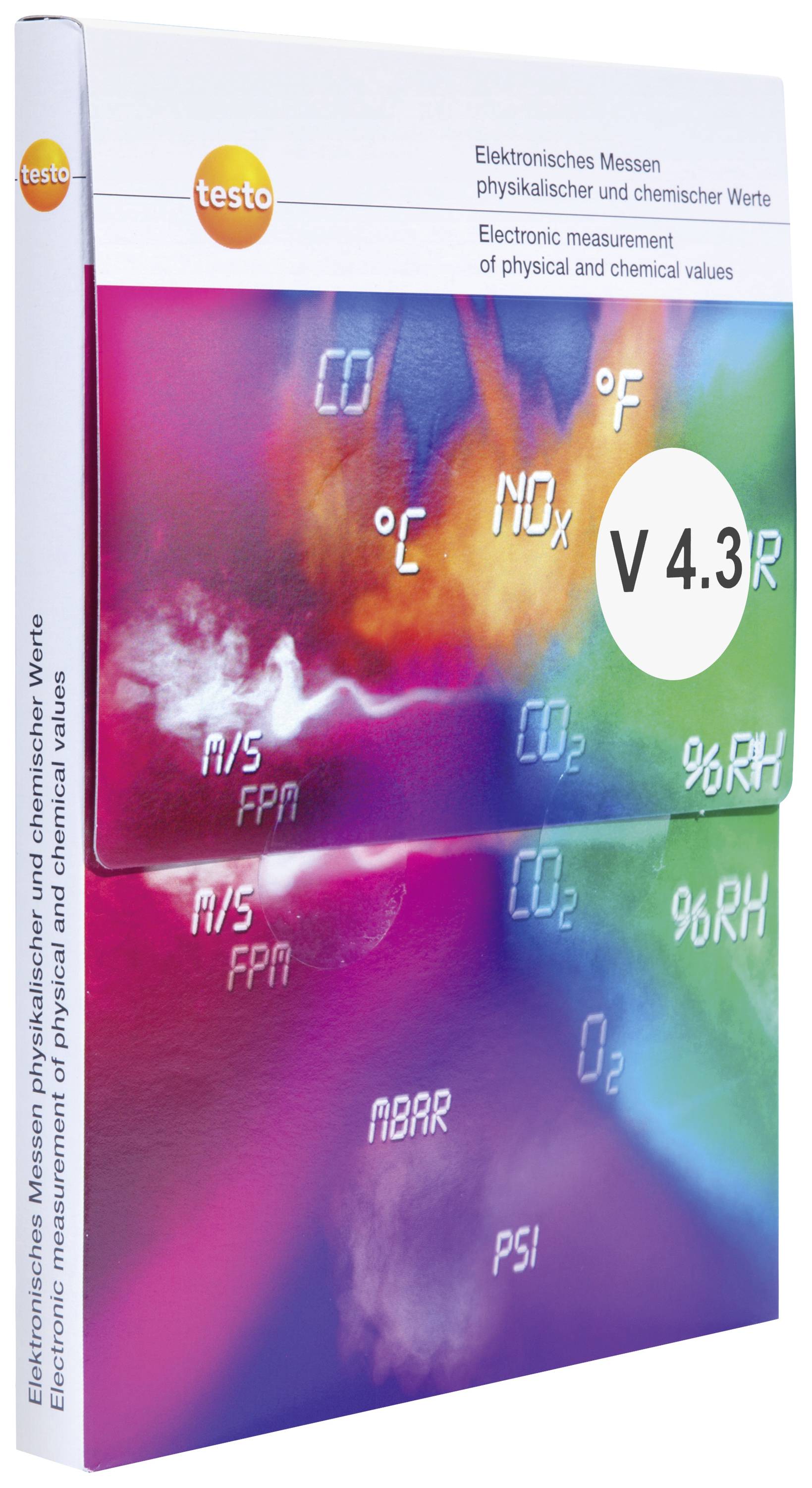 Omslag till en bok om elektroniska mätningar av fysikaliska och kemiska värden, med färgglada rök- och siffermotiv.