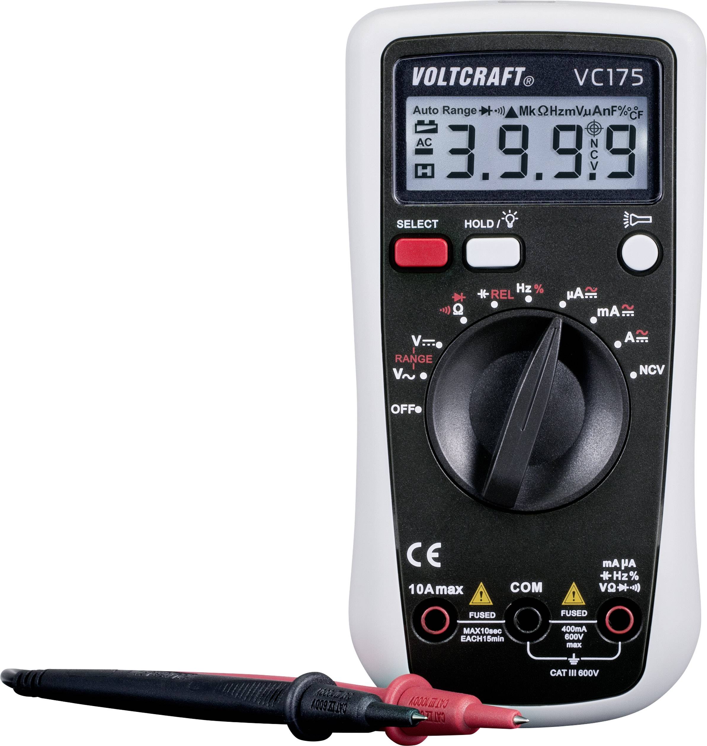 VOLTCRAFT VC175 Handmultimeter digital CAT III 600 V Display (Beräkningar): 4000
