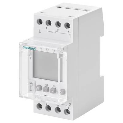 En elektronisk timer från Siemens. Den har en digital display och flera anslutningar, lämplig för styrning av elektriska system.