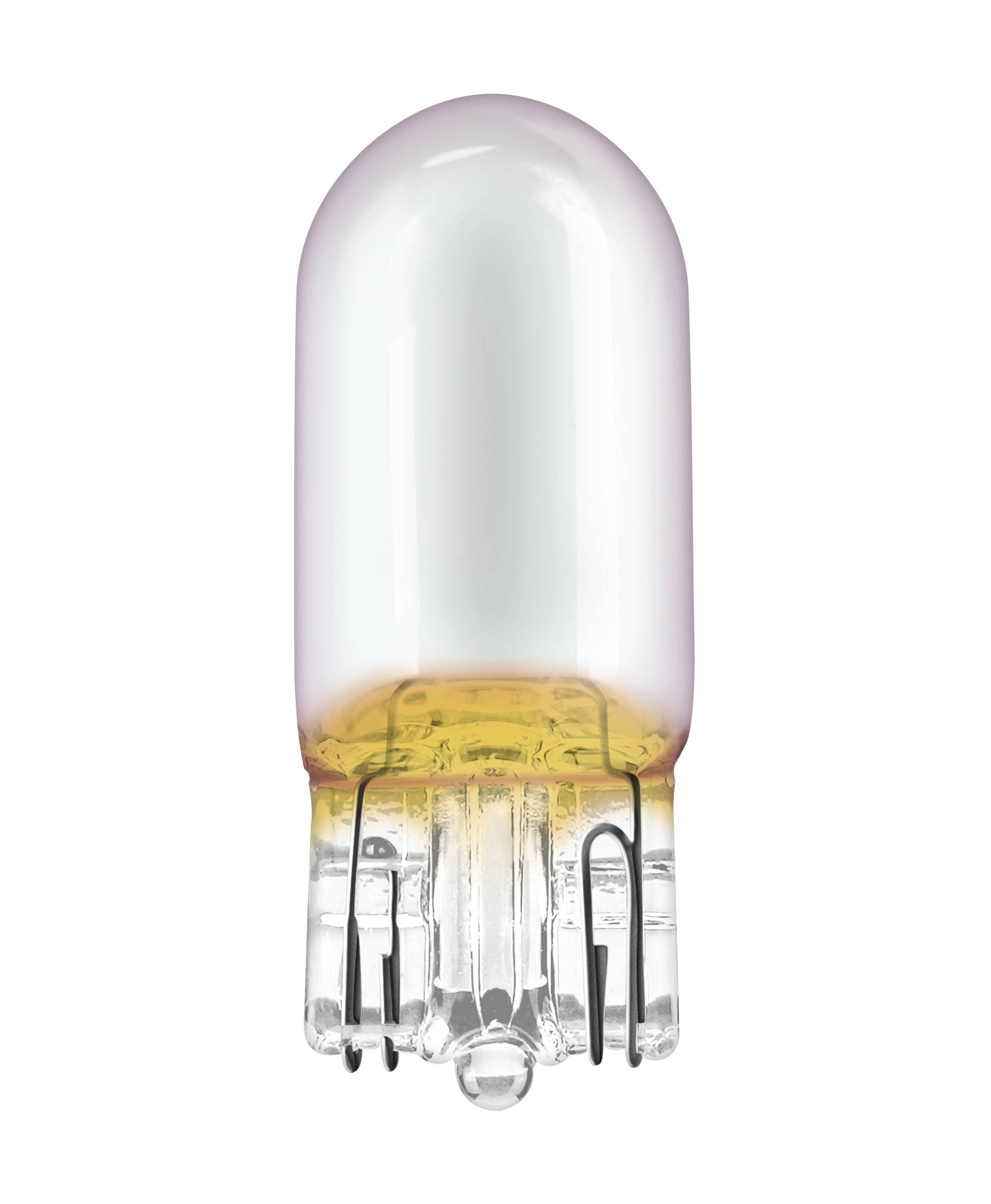 En vit LED-lampa med ett genomskinligt hölje som gör de inre filamenterna synliga. Lämplig för energieffektiv belysning.