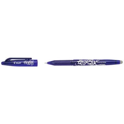 Blå Pilot Frixion Clicker-penna med raderbar bläck och eleganta detaljer, lämplig för korrigeringar och anteckningar.