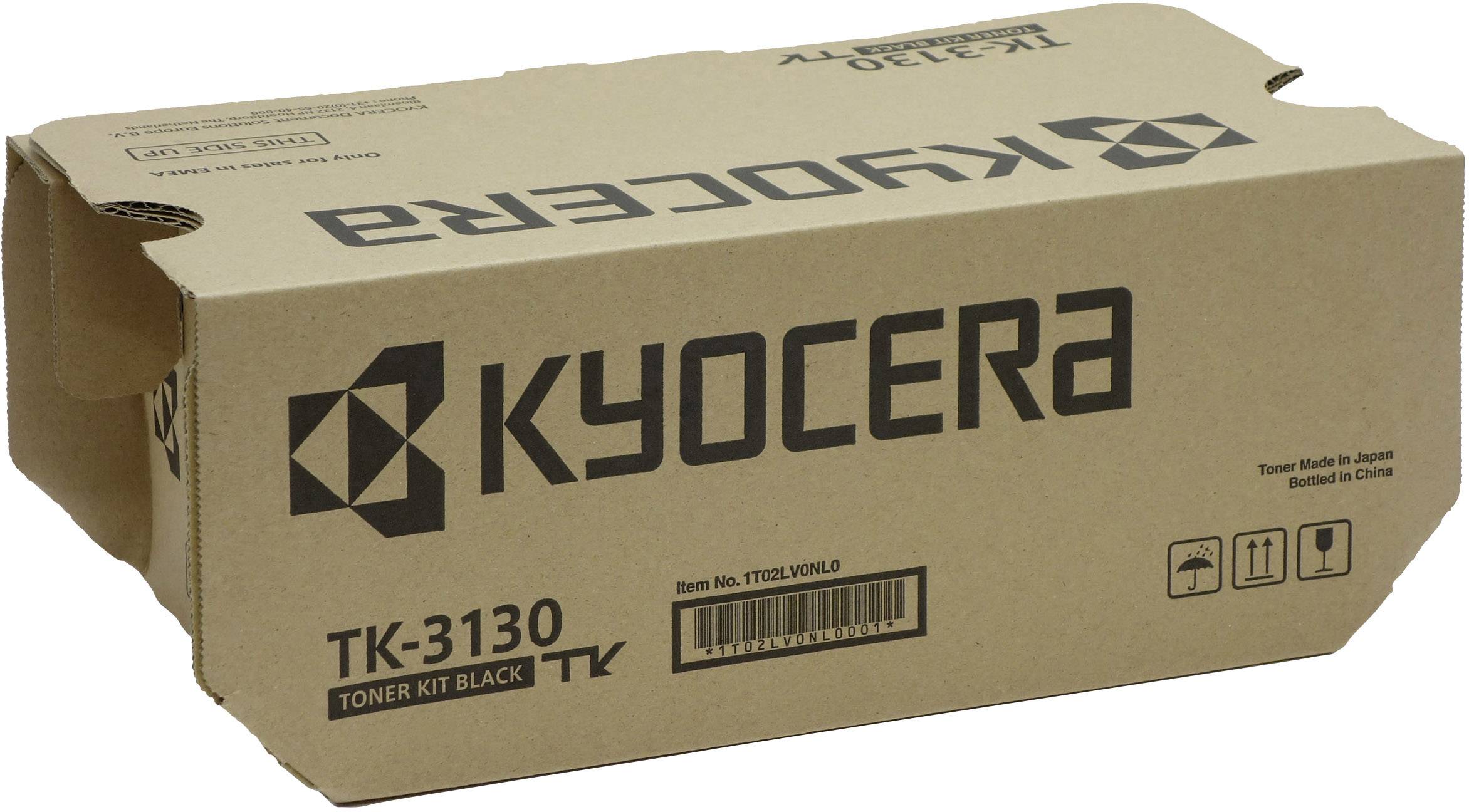 Kyocera Tonerpatron-låda för modell TK-3130, brun, med svart tryck och logotyper, lämplig för skrivararservice.