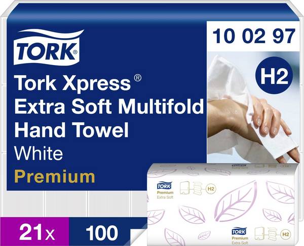 TORK 100297 Xpress® Multifold Premium Pappershanddukar (L x B) 34 cm x 21 cm Blankvit  N/A 2100 st