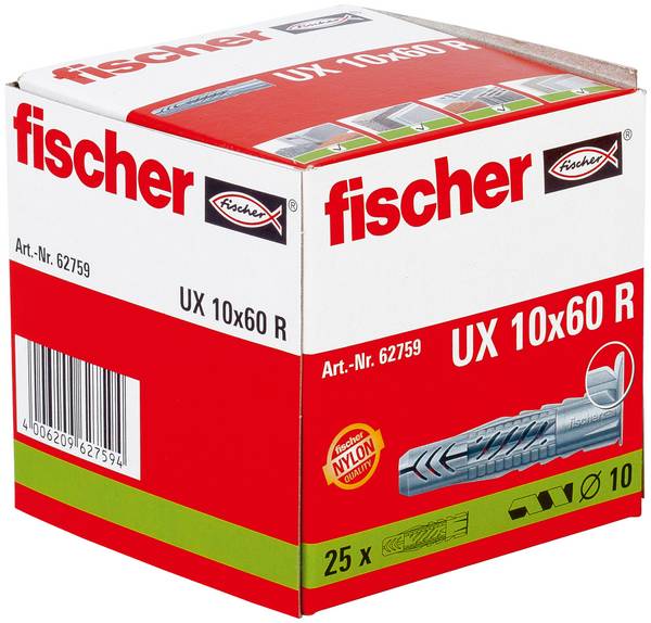 Fischer UX 10 x 60 R Universalplugg 60 mm 10 mm 62759 25 st