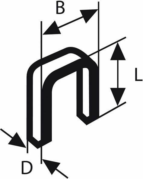 Diagram över en böjd tråd med pilar och bokstäver som markerar längder och riktningar: B, D och L.