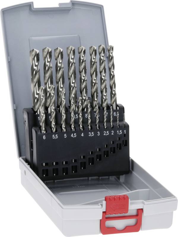 Bosch Accessories 2608587013 HSS Metall-spiralborrset 19 delar 1 mm, 2 mm, 3 mm, 4 mm, 5 mm, 6 mm, 7 mm, 8 mm, 9 mm, 10 mm Slipat DIN 338 Cylinderskaft 1 set