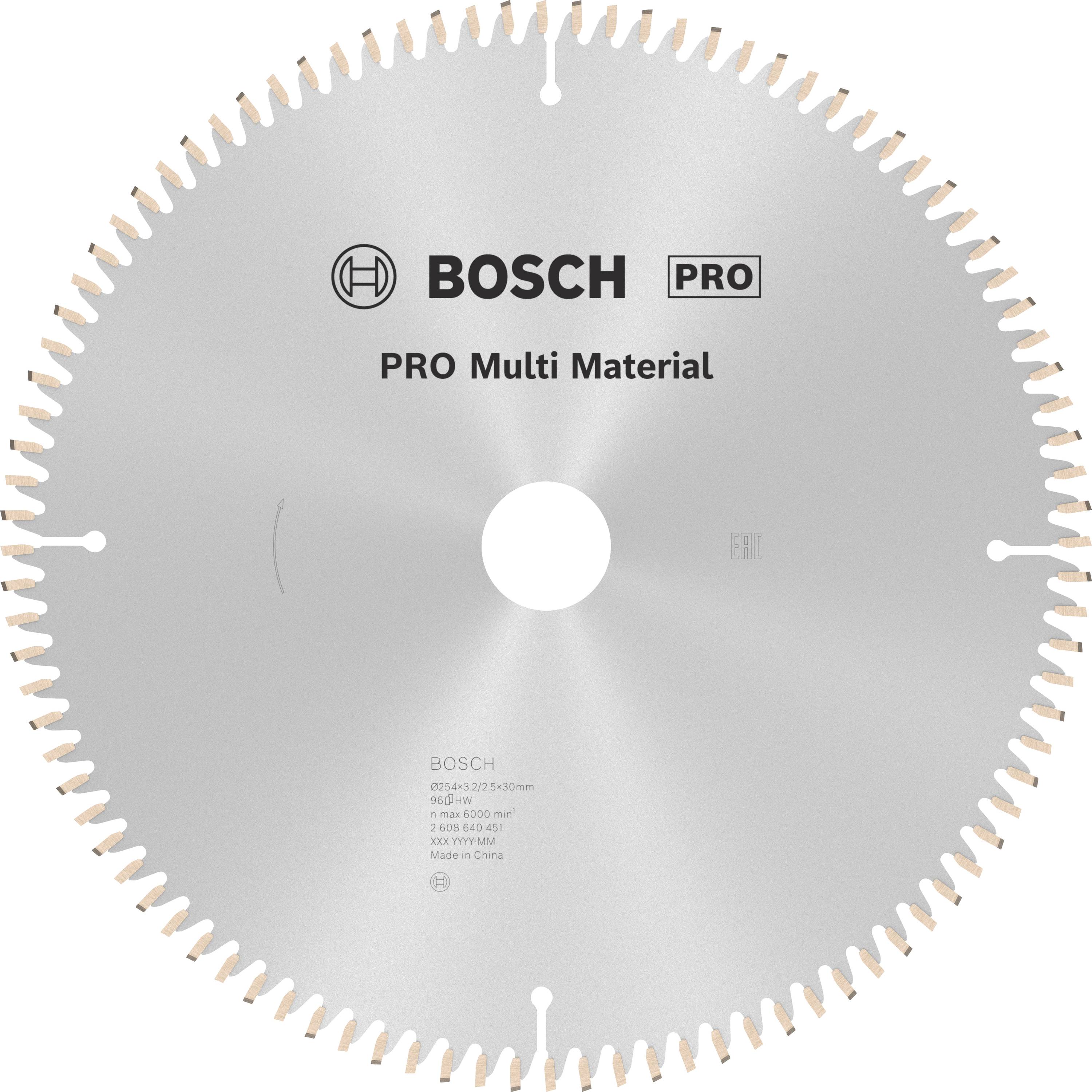 Bosch-sågklinga, lämplig för 'Pro Multi Material', med fina tänder och markeringar.