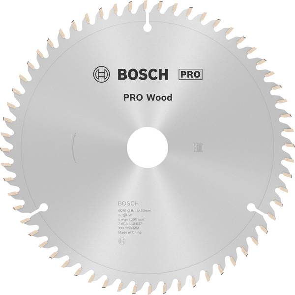 Bosch Accessories Optiline 2608640642 Hårdmetall cirkelsågklinga 216 x 30 x 2.8 mm Antal tänder (per tum): 60 1 st