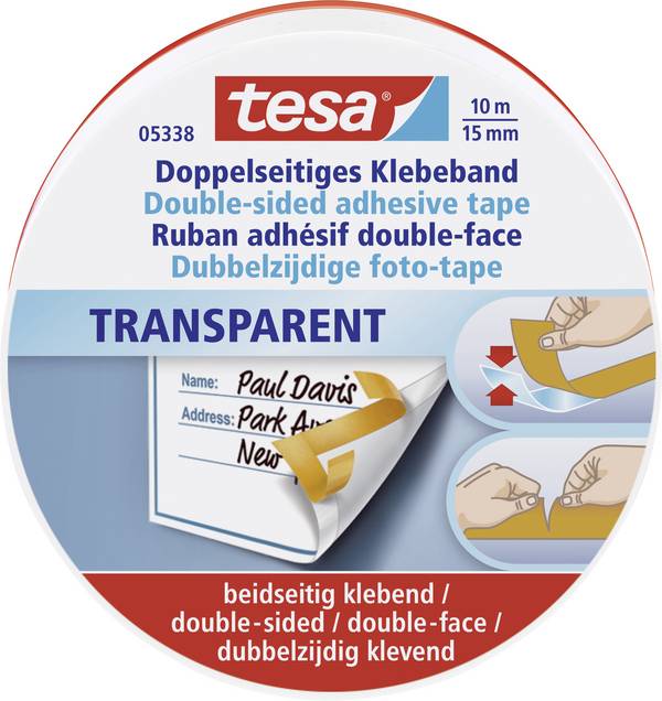 tesa  05338-00000-01 Dubbelsidiga tejp  Transparent (L x B) 10 m x 15 mm 1 st