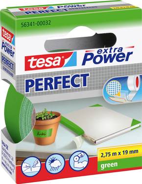 tesa PERFECT 56341-00032-03 Tygtejp tesa® extra Power  Grön (L x B) 2.75 m x 19 mm 1 st