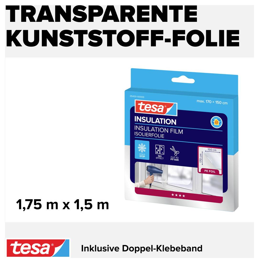 tesa THERMO COVER 05430-00000-01 Isoleringsfolie tesamoll® Transparent (L x B) 1.7 m x 1.5 m 1 st-3