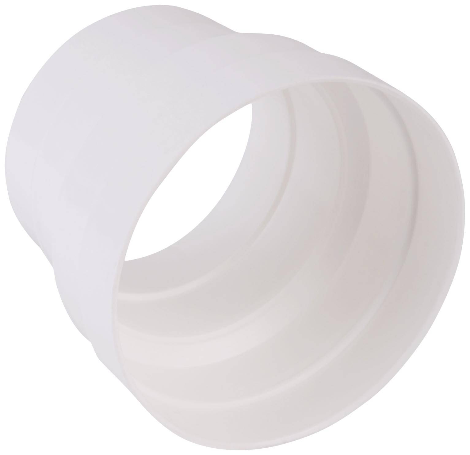 En vit flexibel luftkanaladapter som avsmalnande koniskt. Lämplig för anslutning av ventilationsslang i luftkonditioneringsanläggningar.