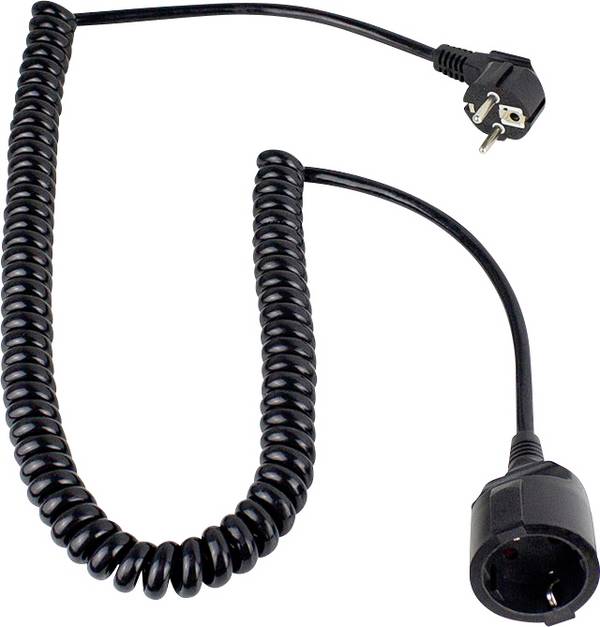 AS Schwabe 70410 Ström Förlängningskabel  16 A Svart 2.50 m Spiralkabel
