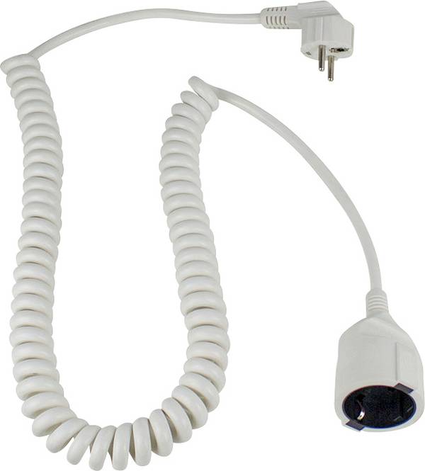 AS Schwabe 70412 Ström Förlängningskabel  16 A Vit 2.50 m H05VV-F 3G 1,5 mm² Spiralkabel