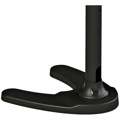 Svart, böjd stativfot av metall med rund fästpunkt. Idealisk för robust stabilitet och moderna möbeldesigner.