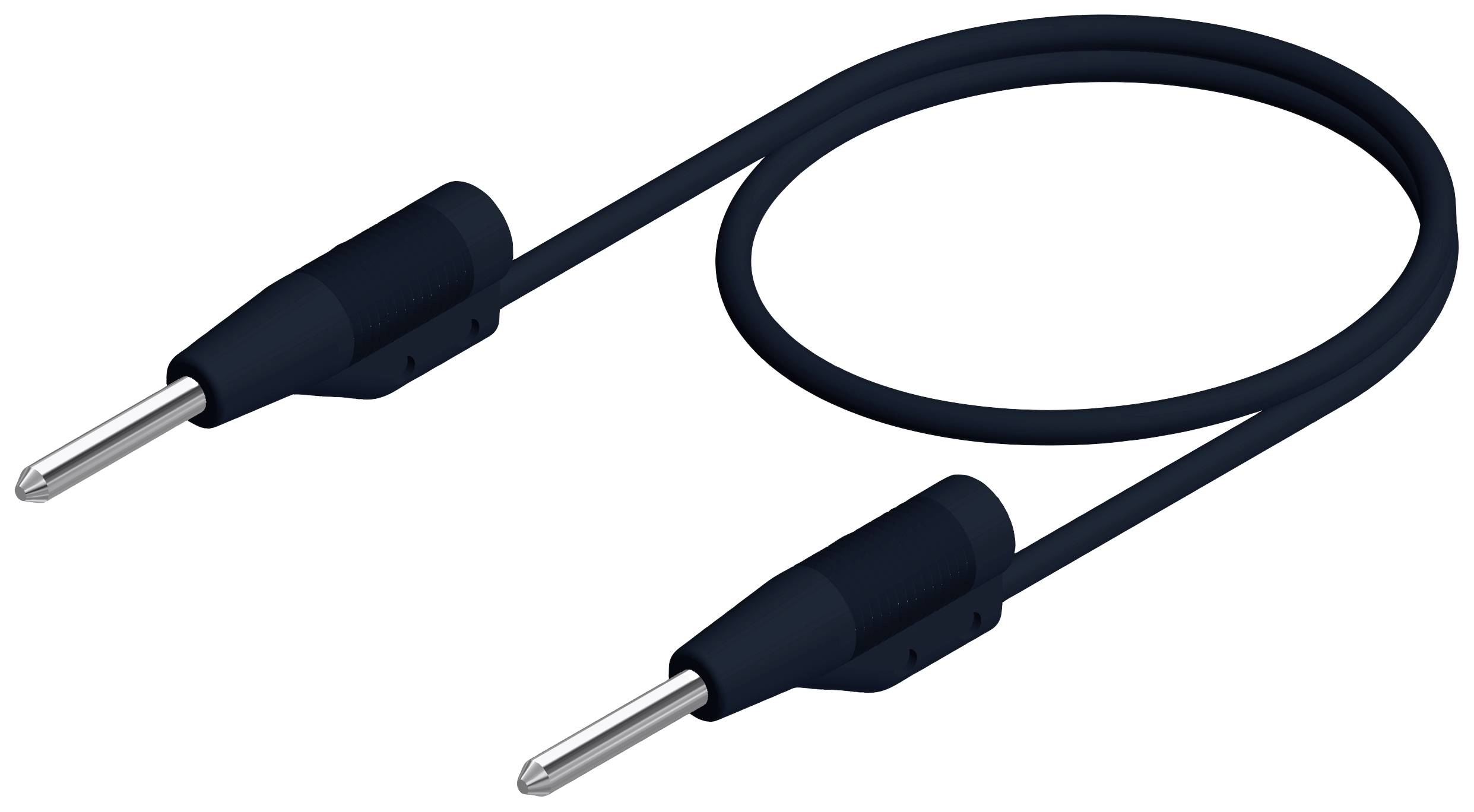 Kabel med två svarta kontakter, typiskt för elektroniska anslutningar.