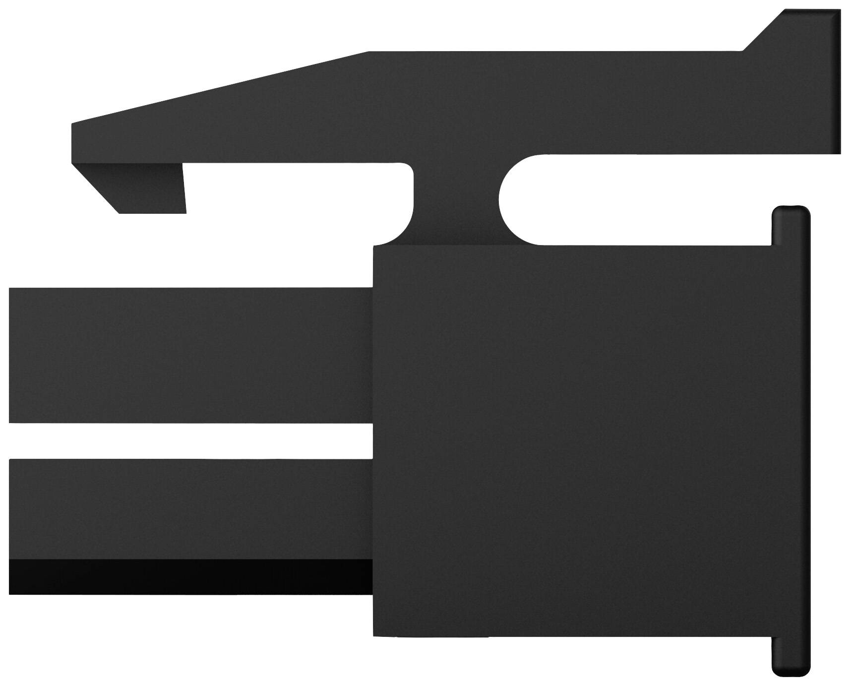 Ej identifierbar form eller symbol i svart, möjligen en stiliserad grafisk presentation eller logotyp.