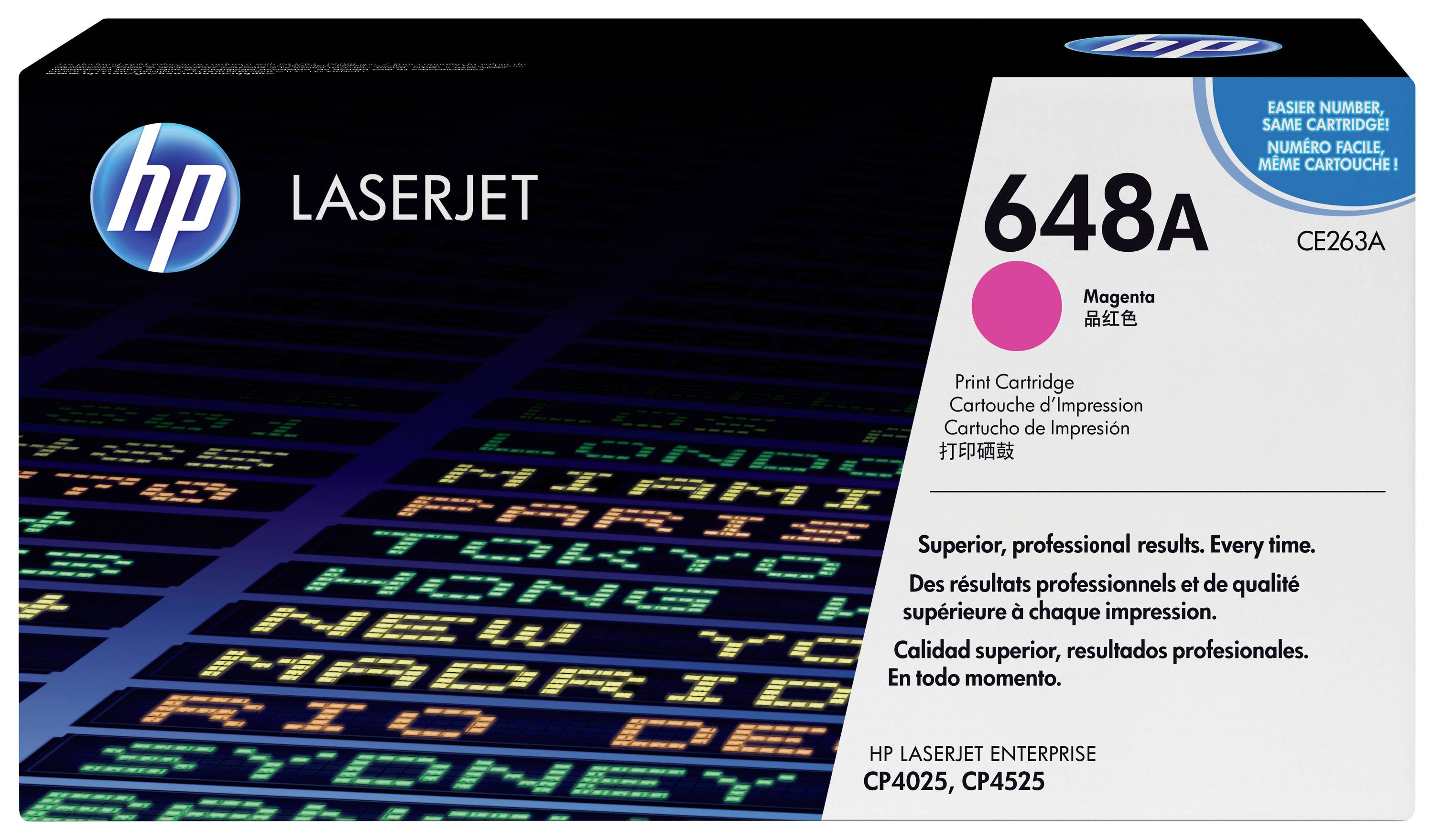 HP LaserJet tonerpatron, '648A' magenta, modell CE263A, för HP LaserJet Enterprise CP4025 och CP4525 skrivare.