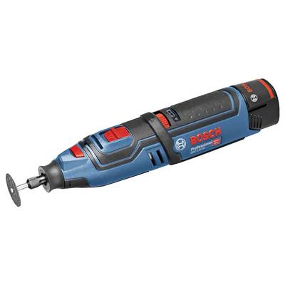 Batteridriven slipmaskin från Bosch med blått hölje och röd strömbrytare, perfekt för precisionsslipning och DIY-projekt.