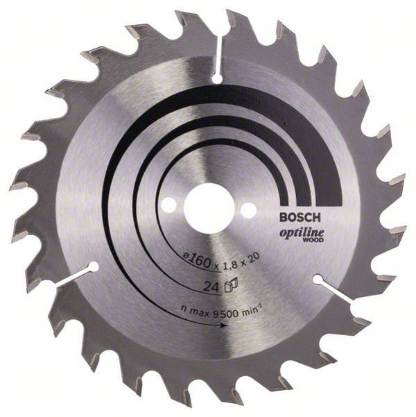 Bosch Accessories Optiline Wood 2608641171 Hårdmetall cirkelsågklinga 160 x 20 x 1.8 mm Antal tänder (per tum): 24 1 st