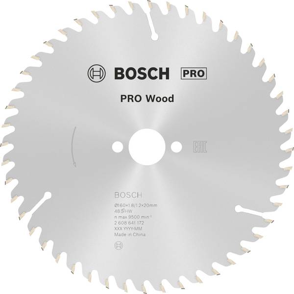 Bosch Accessories Optiline Wood 2608641172 Hårdmetall cirkelsågklinga 160 x 20 x 1.8 mm Antal tänder (per tum): 48 1 st