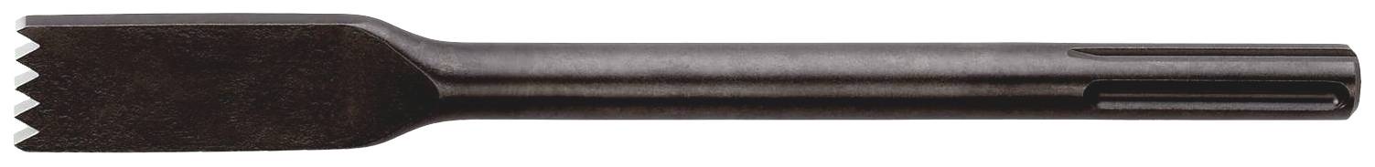 En mejsel med tandad egg och en cylindrisk skaft.