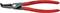Röd KNIPEX låsringstång, lämplig för invändiga ringar från 40-100 mm. Märkningar 'KNIPEX', 'MADE IN GERMANY'.