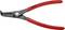 Röd tång med svart gripmekanism, märkt 'Knipex 49 21 A31 Made in Germany', spännvidd från 40 till 100 mm.