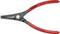 En röd och svart låsringstång från märket Knipex, modell 49 11 A2, lämplig för låsringar från 19 till 60 mm, "Made in Germany".