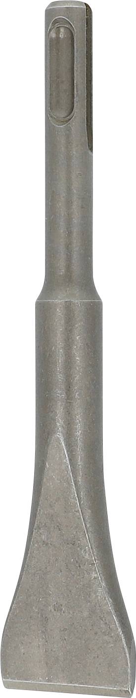 En metallformgjutningsverktyg eller plan slagverktyg med en smal cylindrisk skaft och en bred platt bladspets, visad mot en vit bakgrund.