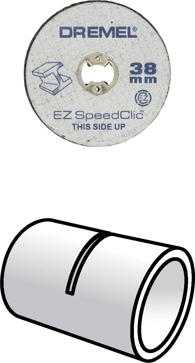 Kapskiva för Dremel-verktyg. 38 mm, EZ SpeedClic med märkning "This Side Up".