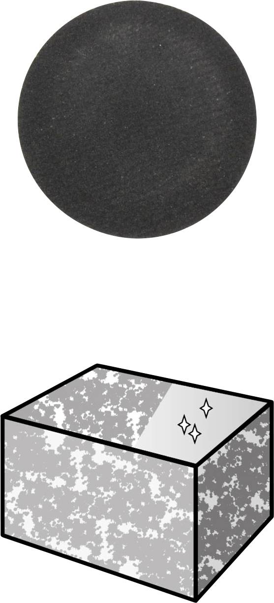 Svart hål ovanför och en illustration av en förseglad kub nedanför, som symboliserar informationsprocessen i ett svart hål.