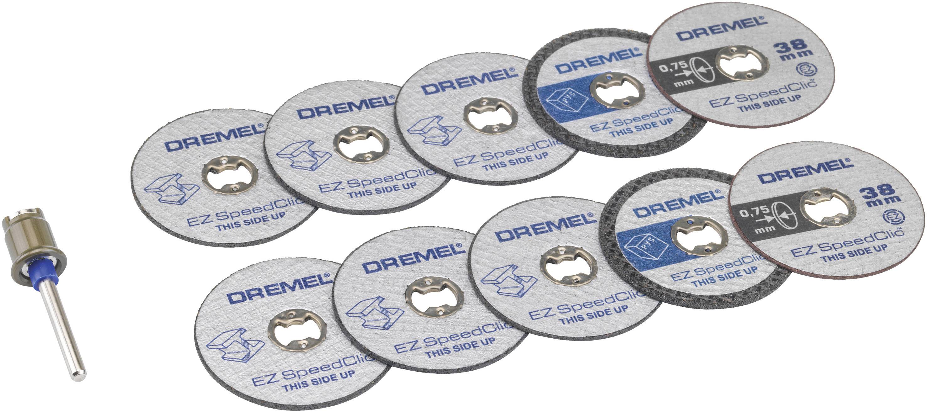 Dremel EZ SpeedClic kapskivor-set. Tio kapskivor i olika tjocklekar och material, inklusive fästdorn.