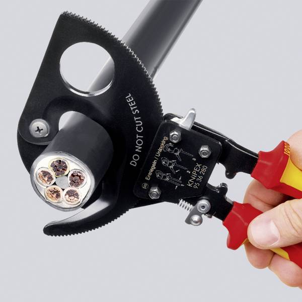 Knipex  95 36 250 Kabelavbitare med spärr Lämplig för Aluminium- och kopparkablar, enkel- och flertrådig 32 mm  240 mm²