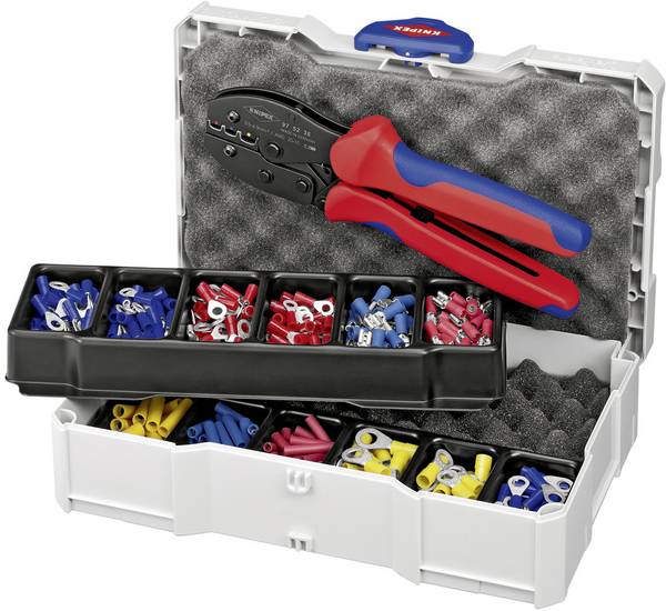 Knipex 97 90 21 Crimptång Isolerad kabelsko, Isolerat kontaktdon, Isolerad strömkontakt 0.5 till 6 mm² Inkl. Crimpsortiment med väska