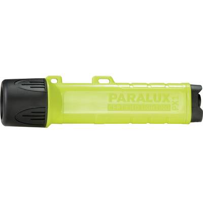 Gul ficklampa med svart huvud, med texten 'Paralux PX3' på sidan.