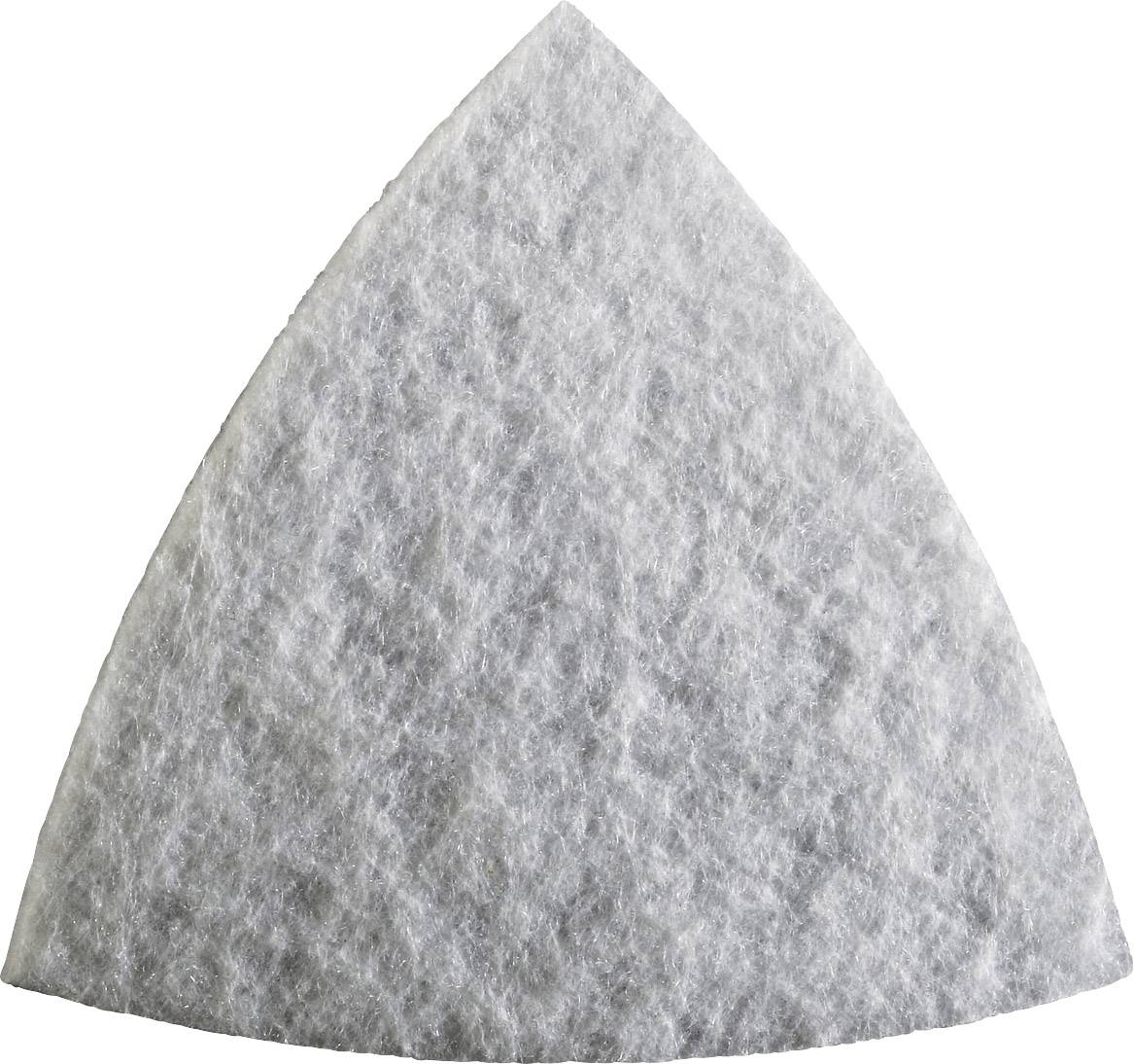Ett trekantigt stycke av grått filtmaterial som ofta används som slippapper eller poleringspad.
