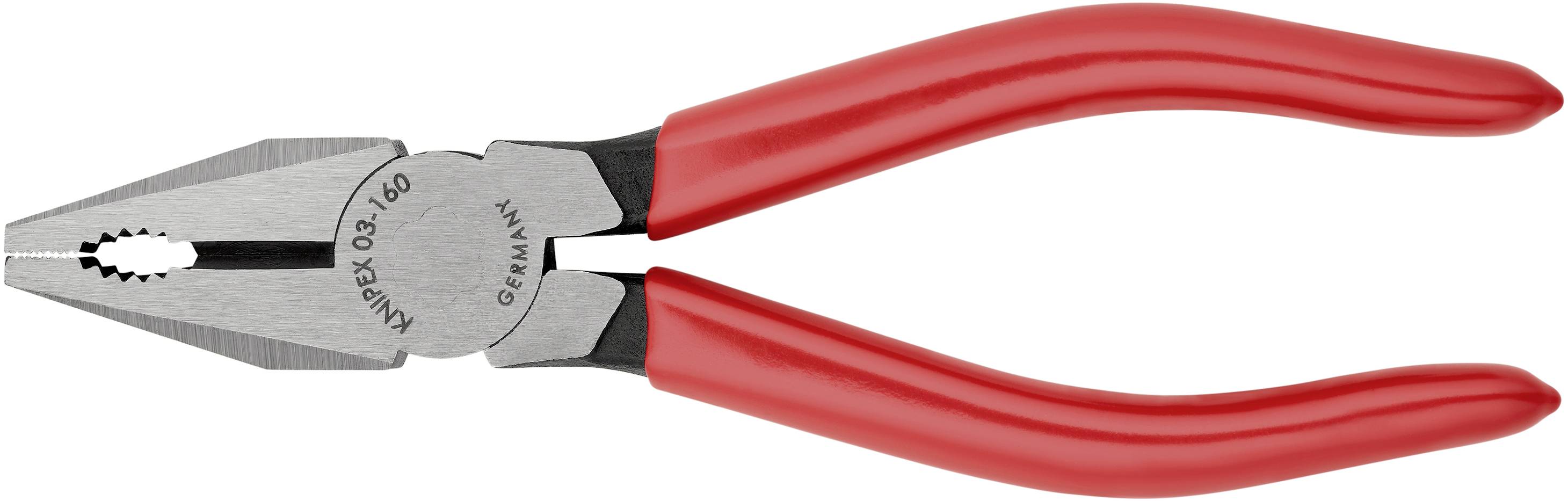 En kombinationstång med röda handtag och ett metallkäft, lämplig för grip- och skärarbeten inom hantverks- och DIY-området.