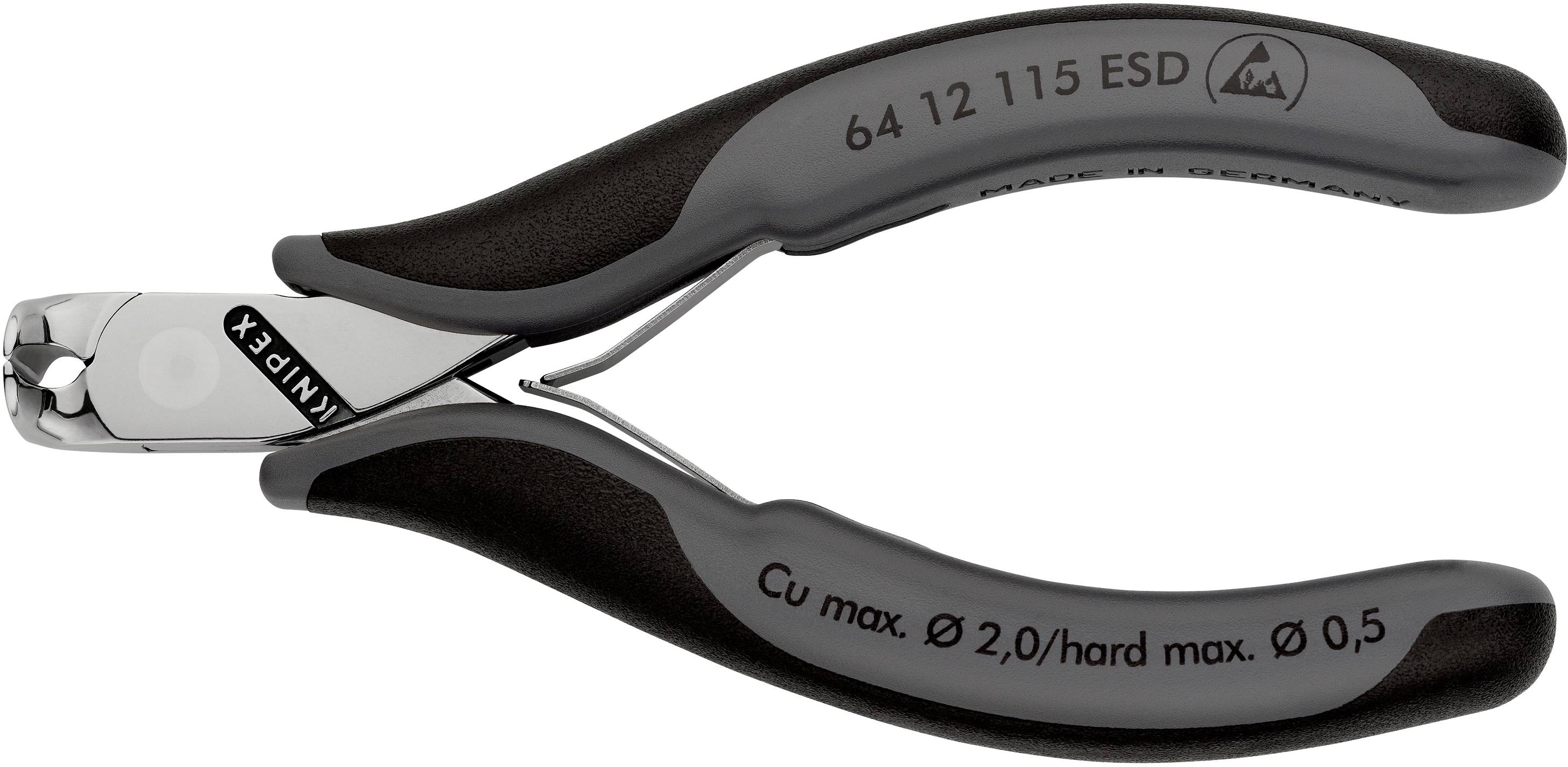 En sidavbitare med svarta handtag, lämplig för koppartrådar upp till 2,0 mm och hårda trådar upp till 0,5 mm.