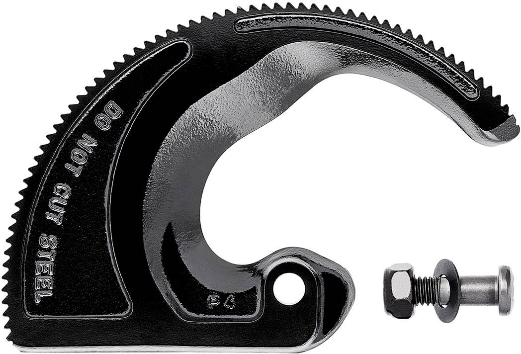 Ett svart och silver reservkniv med texten 'DO NOT CUT STEEL' och en liten bult för fästning.