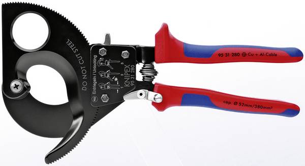 Knipex  95 31 280 Kabelavbitare med spärr Lämplig för Aluminium- och kopparkablar, enkel- och flertrådig 52 mm  380 mm²