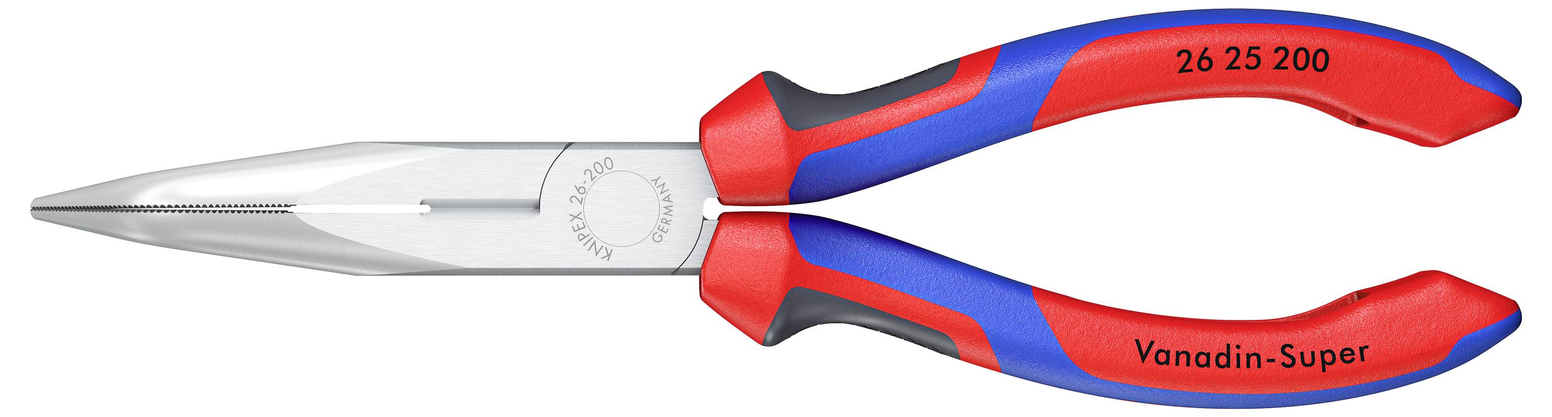 Röd och blå plattång med inskriften 'Vanadin-Super'. Huvudsakligen använd för grip- och skärarbeten inom elektrikeryrket.