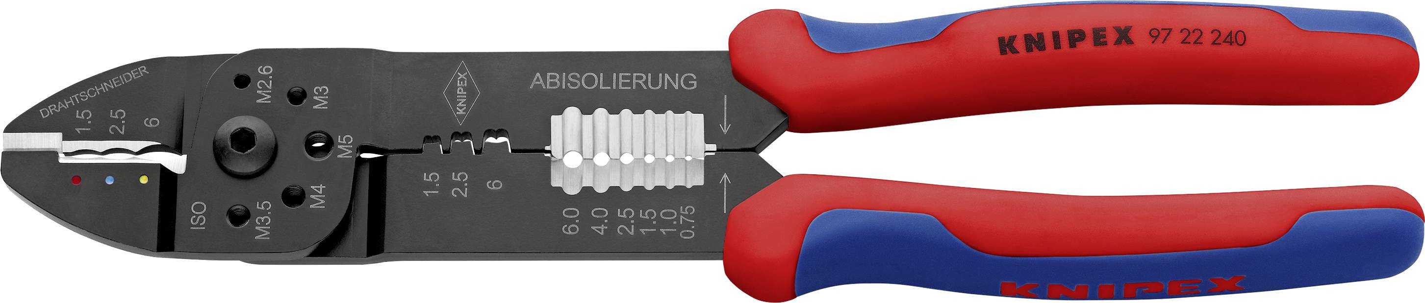 Knipex 97 22 240 Crimptång Isolerad kabelsko, Isolerat kontaktdon 0.75 till 6 mm²-0