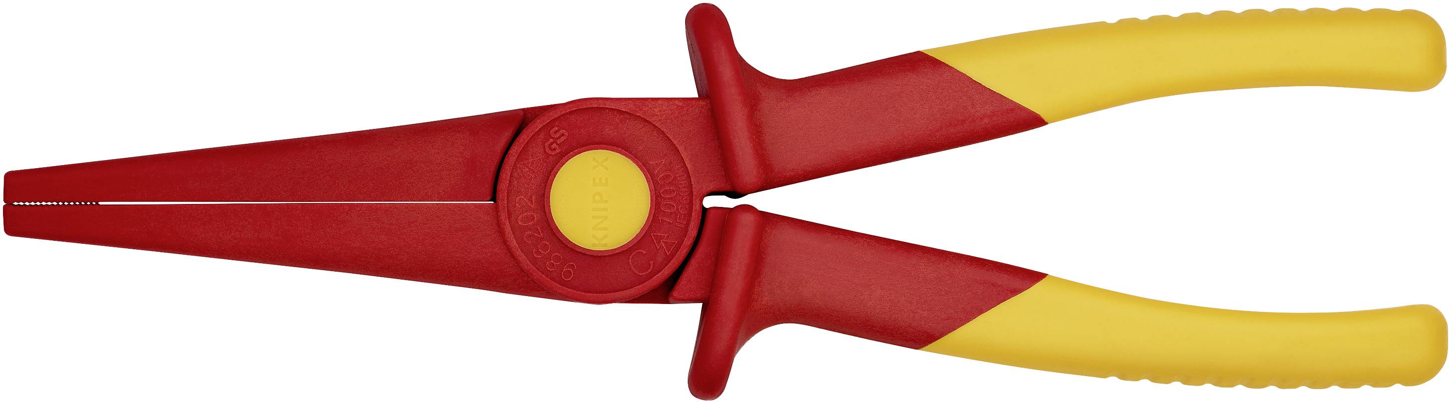 Röd och gul isolerad spetttång isolerad på vit bakgrund. Idealisk för elektriska arbeten tack vare isoleringen.