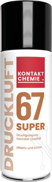 En sprayburk från märket Kontakt Chemie, betecknad som '67 SUPER TRYCKLUFT', för effektiv och säker rengöring med tryckgas.