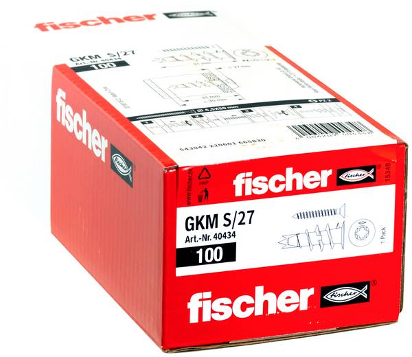 Fischer gipskartongplugg metall GKM 27 stål 100 st.