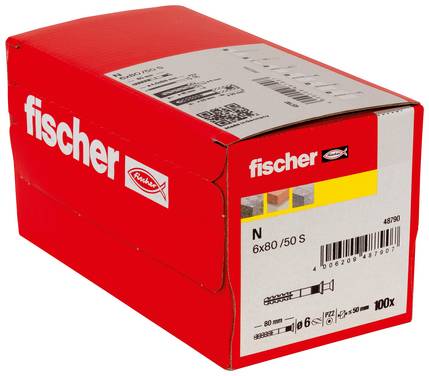 Fischer 048790 N 6 x 80/50 S Spikdymling 80 mm 6 mm 100 st