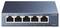 En 5-ports Gigabit-skrivbordsswitch från TP-Link, modell TL-SG105, med fem Ethernet-portar och power-LED-indikator.