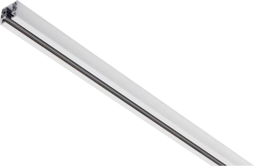 En linjär, vit LED-ljusslinga i ett aluminiumhölje, avbildad i en skev vinkel.