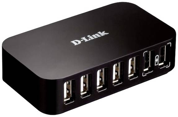 D-Link DUB-H7/E USB-hubb 7 Port USB-A USB 2.0 480 MBit/s med snabb-laddning Svart DUB-H7/E